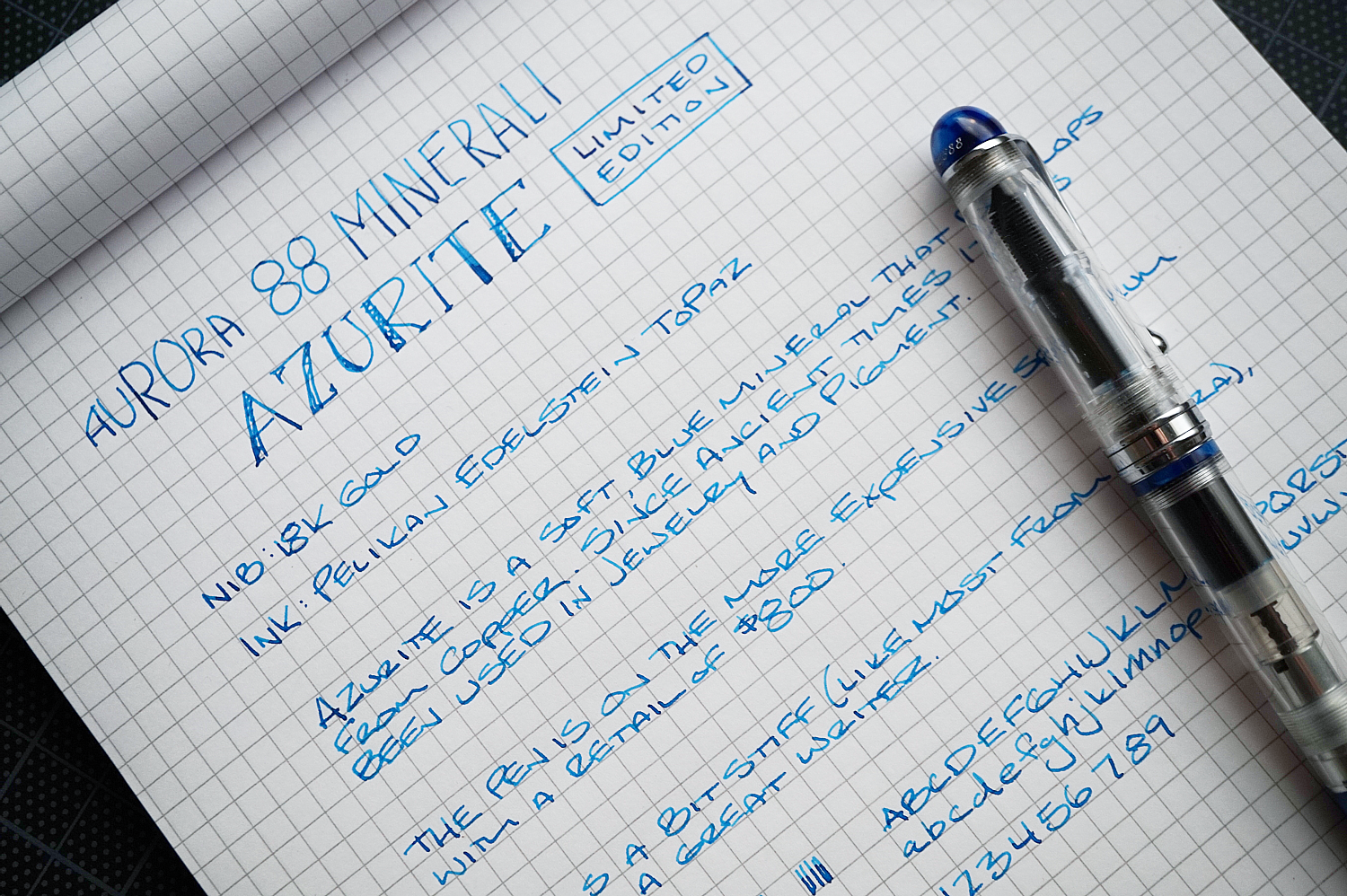 Aurora 88 Minerali Fountain Pen - Azurite (Blue) — The Clicky Post